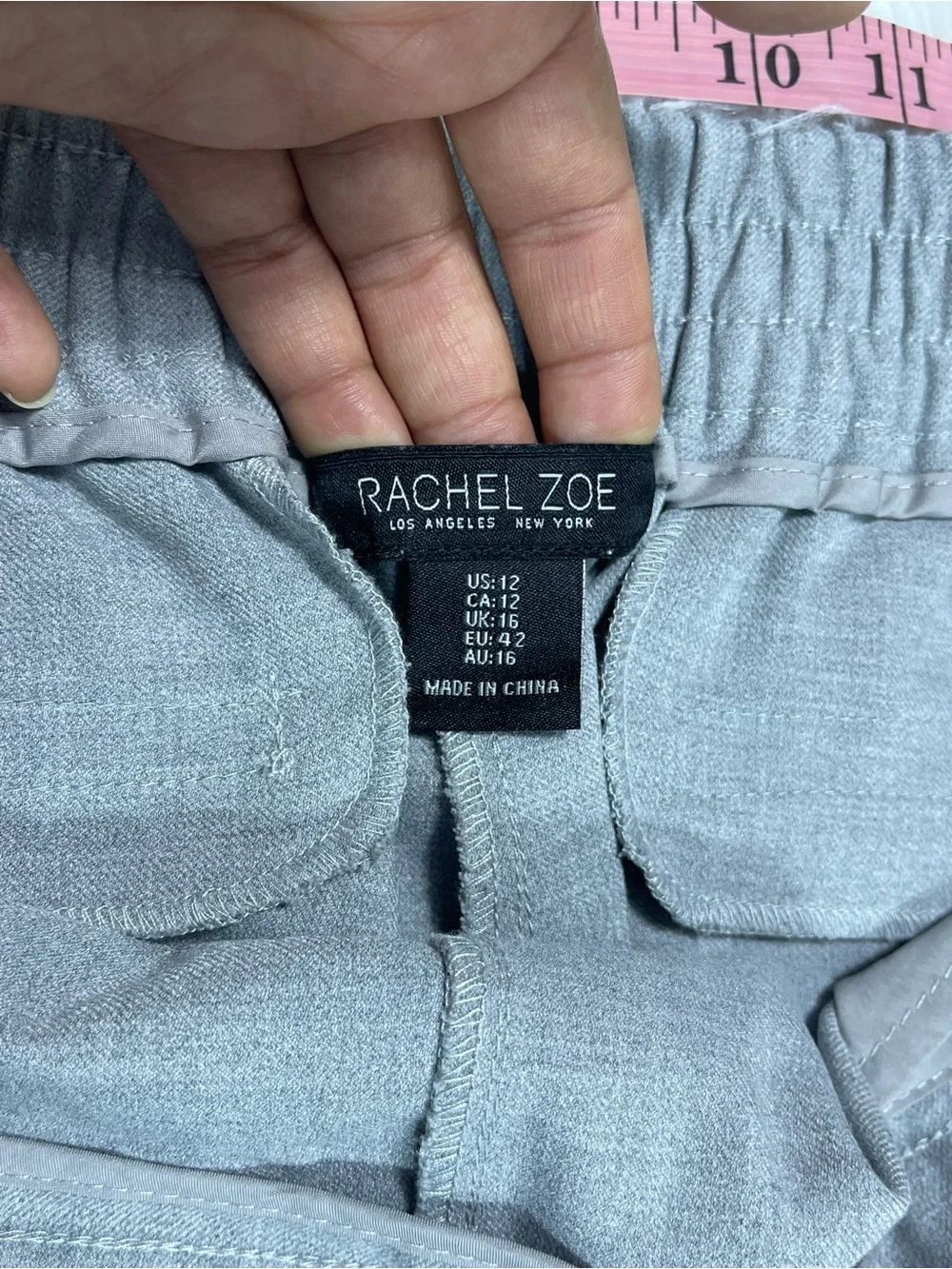 Rachel Zoe Women’s Light Gray Cropped Dress Pants with Button Waist Tabs size 12